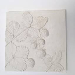 Tile Strawberry Cast. Botanical Decorative Unique Plaster Wall Art Fram?? Wood Concrete Impression Pressed Eco Friendly - thumbnail 3