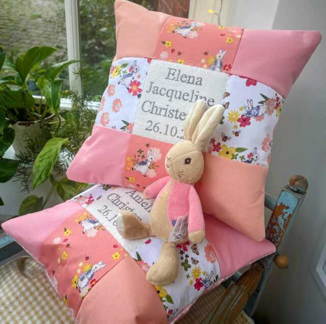 Peter Rabbit?? Occasion Cushion, Beatrix Potter Christening Gift, Birthday Birth, Nursery Decor New Born Baby, Gift - image 1