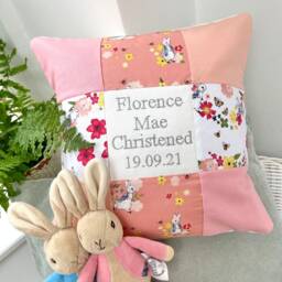 Peter Rabbit?? Occasion Cushion, Beatrix Potter Christening Gift, Birthday Birth, Nursery Decor New Born Baby, Gift - thumbnail 2