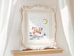 Children Art Print. Moonlight Sailing. 8x10. Nursery Home Decor - thumbnail 1