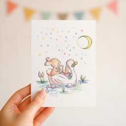 Children Art Print. Moonlight Sailing. 8x10. Nursery Home Decor - thumbnail 2
