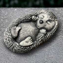 Sleeping Hedgehog Statue Stone Figurine Garden Animal Decoration Concrete Ornament Woodland Creature Sculpture Gift - thumbnail 1
