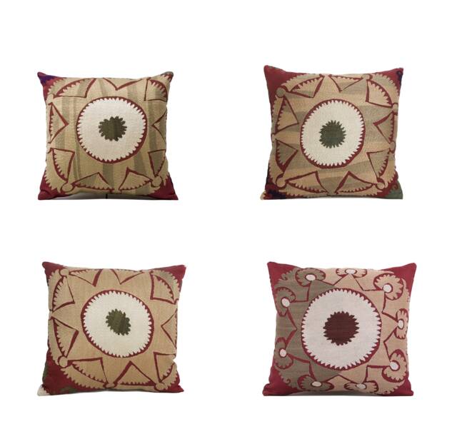"Set Of 4 Pcs, Suzani Pillow Cover, Uzbek Pillow, 13.39"" X 13.78" - image 1