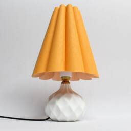 Handmade Orange Fabric Table Lamp Ceramic Base Home Decor - thumbnail 3