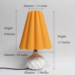 Handmade Orange Fabric Table Lamp Ceramic Base Home Decor - thumbnail 2