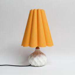 Handmade Orange Fabric Table Lamp Ceramic Base Home Decor