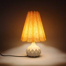 Handmade Orange Fabric Table Lamp Ceramic Base Home Decor - thumbnail 4