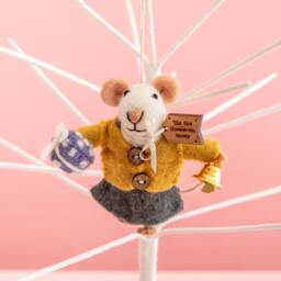 Felt Mouse Hanging Decoration - Personalised Christmas Tree Unique Bauble Festive Childrens Gifts Gift Ideas - thumbnail 3