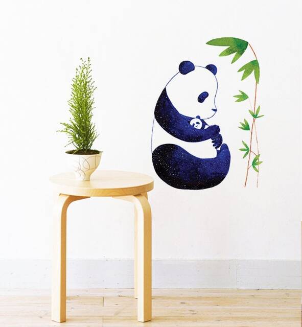 Mother Panda Holding Young One Wall Sticker Decal - Nursery Stickers, Animal Decals, Home Decor, Baby Room, Art, Girl, Boy