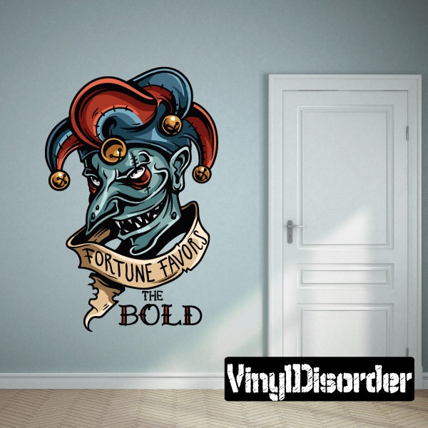 Gambling Jester Fortune Favors The Bold Wall Decal - Fabric Vinyl Removable & Reusable Gamblinguscolor019Et