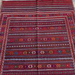 Handwoven Afghan Kilim Rug 4x6 Red Wool Tribal Carpet - thumbnail 3