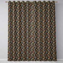 Elegant Orange Gold Floral Vine Dark Background Seamless Pattern Readymade Eyelet Ring Top Thermal 100% Blackout Curtains - thumbnail 2