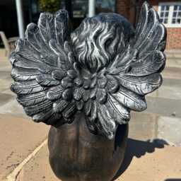 Bronze Effect Dreaming Sitting Down Cherub Angel Garden Decoration Ornament - thumbnail 4