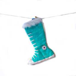 Christmas Stockings Turquoise Blue All Star Stocking, Holiday Santa Sack - thumbnail 2