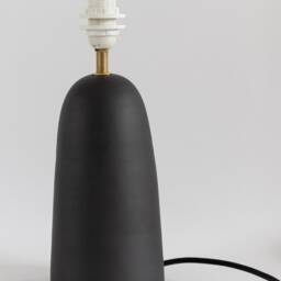 Black Ceramic Table Lamp With Smooth Ecru Fabric Lampshade, Minimal Matt Base, Japandi Interior Design, Bedside Lamp, Home Decor - thumbnail 2