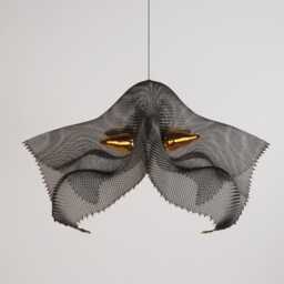 steel Wire Mesh Hanging Sculpture, Real Gold Glazed Ceramic, Abstract Art - thumbnail 1