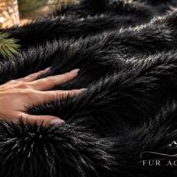 Fur Accents Faux Fur Bedspread/Comforter Throw Blanket Black Shaggy Mink - thumbnail 3