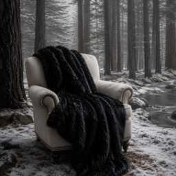 Fur Accents Faux Fur Bedspread/Comforter Throw Blanket Black Shaggy Mink - thumbnail 2