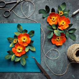 3D Paper Quilling Rose Ladybug Wall Art - Wild Botanical Flowers First Anniversary Gift Small Colorful - thumbnail 4