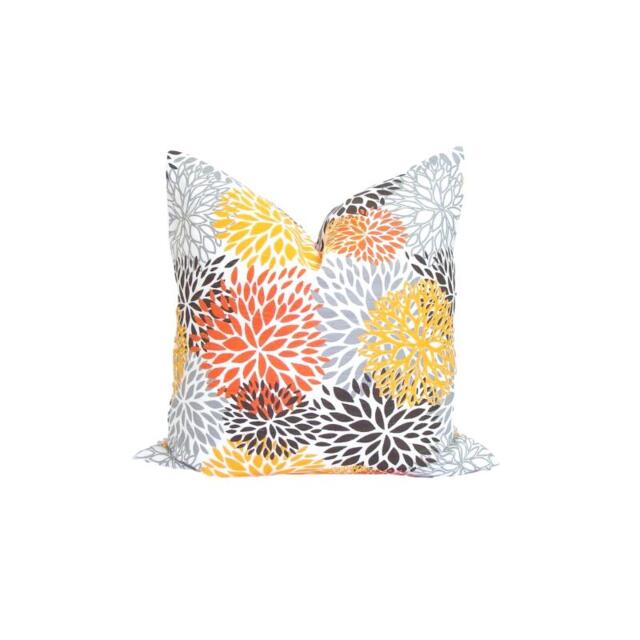 Outdoor Orange Pillow Covers. Outdoor Covers, Floral Covers For 20x20, 18x18, 16x16 Inserts, All Sizes - image 1