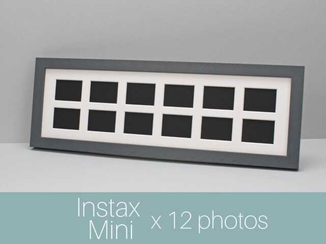 Instax Mini Multi Aperture Wooden Photo Frame. Holds Twelve Instax Sized Photos. 15x50cm Shows Only - Not Border - image 1