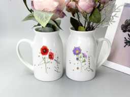Personalized Floral Birthday Month Garden Vase, Custom Ceramic Vase With Constellation Sign, Engraved Memorial Gift For Her - thumbnail 1