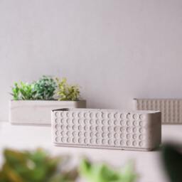 Doted Concrete Planter Box - Minimalist Pot Succulent Plant Rectangular Plant Lovers Gift Idea Polka Dot - thumbnail 3