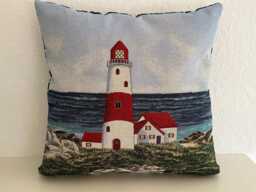 Decorative Cushion Cover House By The Sea Lighthouse Anchor Made Of Fine Tapestry Fabric For Chilling - thumbnail 1
