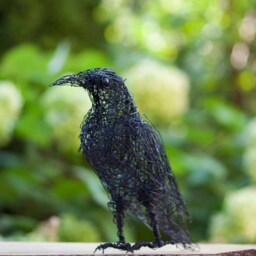 Crow Sculpture, Steampunk Decor, Wired Birds, Black Bird, Bird Lover Gift, Art, Figurine, Home Decor - thumbnail 3