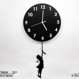 Girl With Braid Swinging On The Moon - Wall Clock Pendulum Clock Unique Decor Gift Idea - thumbnail 3