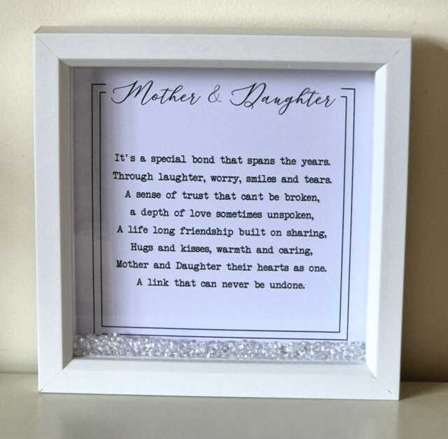 Mother & Daughter Scatter Crystal Frame, Personalised Mum Gift, Mothers Day Birthday, Poem, Mother Present - image 1