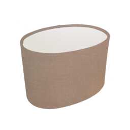 Oval Hazelnut Brown Lampshade in Linen With White Lining, Textured Lightshade