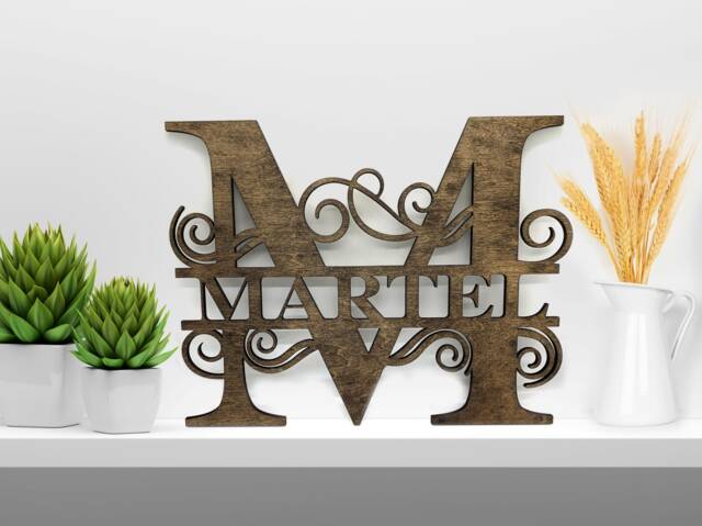 Personalized Family Name Sign, Housewarming Gift, Monogram Door Hanger, Last Wall Art, Wedding Custom Sign - image 1