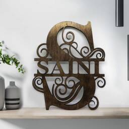 Personalized Family Name Sign, Housewarming Gift, Monogram Door Hanger, Last Wall Art, Wedding Custom Sign - thumbnail 2