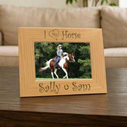 Custom Horse Lover Frame, Personalized Equestrian Gift, Rustic Western Decor, Wooden Photo Plaque, Engraved Equine Display - thumbnail 3