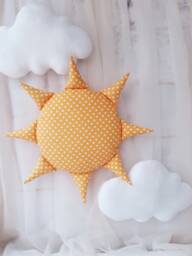 Sun & Clouds Wall Hanging , Set Nursery Decoration, Sky Nursery Wall Decor, Soft Fabric Sun, Cloud Hanging - thumbnail 1