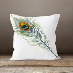 Peacock Cushion Cover-Feather Pillow Case-Decorative Case-Living Room Cover-Gift For Her Cushion-Handmade Material - thumbnail 3