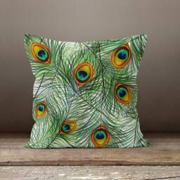 Peacock Cushion Cover-Feather Pillow Case-Decorative Case-Living Room Cover-Gift For Her Cushion-Handmade Material - thumbnail 2