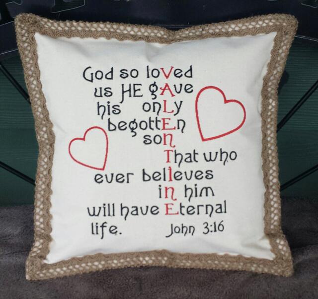 Custom Embroidered Valentine Pillow - John 316 You Chose The Colors - image 1
