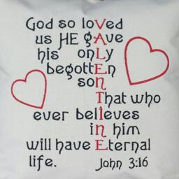 Custom Embroidered Valentine Pillow - John 316 You Chose The Colors - thumbnail 2