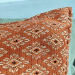 Orange Metallic Cushion Cover Handmade Thai Boho Pillow, 18 Inch - thumbnail 4