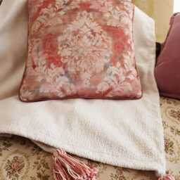 Blossom Pink Floral Velvet Cushion Cover With Piping Edge - thumbnail 2