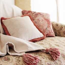 Blossom Pink Floral Velvet Cushion Cover With Piping Edge - thumbnail 3