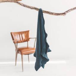Blue Linen Waffle Towel, Linen Hands Towel, Teal Bath Towel, Blue Beach Towel, Waffle Towel Guest Towel, Sauna - thumbnail 2