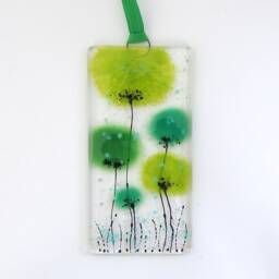 Fused Glass Wall Art - Green Flower Home Decor Fired Creations Sun Catcher Eh 1172 - thumbnail 1