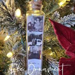 Christmas Photo Bauble, Babies First Decoration, Personalised Bottle, Forever Keepsake, Festive Family Gift - thumbnail 2