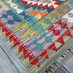 Classic Rug, Handmade Artisan Afghan Turkish Scandinavian Navajo Bohemian Wool Flatweave Multicolour Kilim Rug 156x99 cm - thumbnail 2
