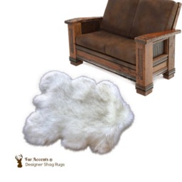 Shaggy Faux Fur Area Throw Rug Classic Russian Wolf Sheepskin Two Sided Reversible Shag Pelt Hide Designer Decor - thumbnail 2