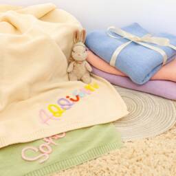 Personalized Hand Lettered Embroidered Baby Blanket, Custom 3D Stroller Name Newborn Gift, Shower Gift - thumbnail 2