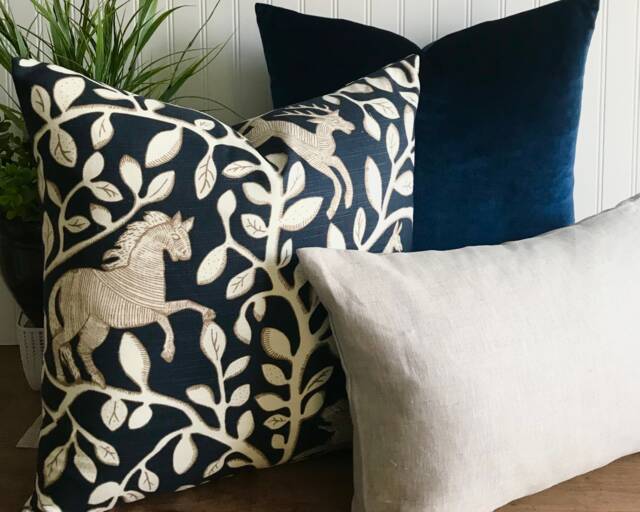 Navy Safari Animal Print Pillow Cover - Robert Allen Design - image 1